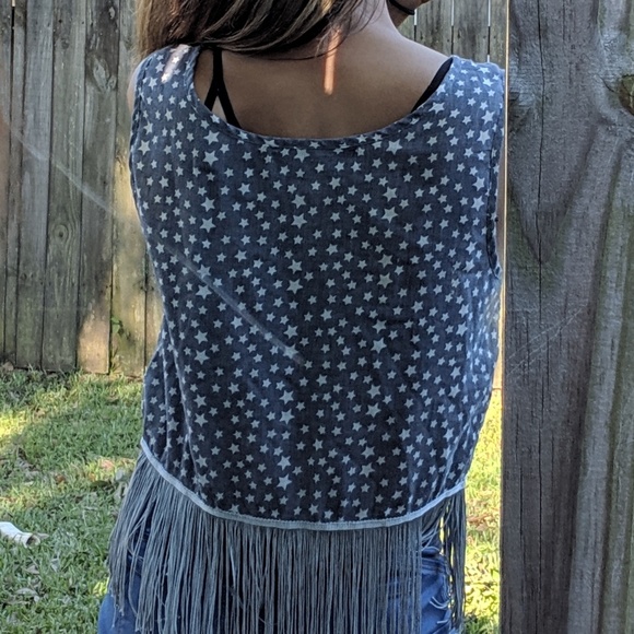 Blue star tank top with fringe - Picture 2 of 3